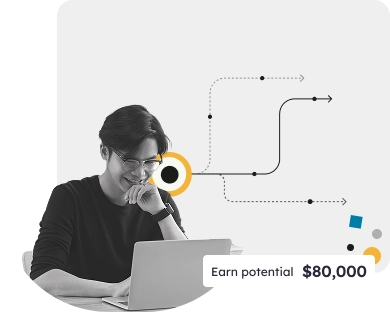 student earning PMP cert with earn potential $80,000